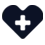 Dark blue heart icon with white medical cross in center.
